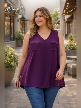 NWOT Torrid Plum Sleeveless Blouse Size 2 (2X 18/20) Flowy Rayon Tank Top